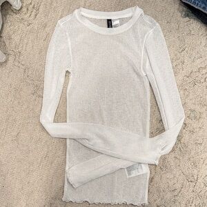 H&M White sheer Long Sleeve Top